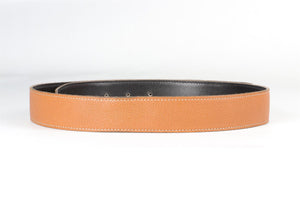 HERMÈS BROWN AND BLACK 2007 32 MM LEATHER BELT STRAP