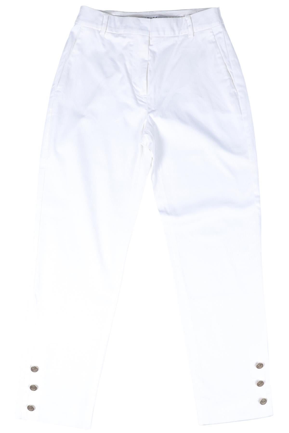 MAX MARA WHITE COTTON STRAIGHT LEG PANTS XSMALL
