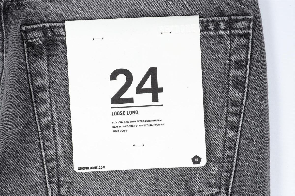 RE/DONE GREY HIGH RISE WIDE LEG JEANS W24 UK 6