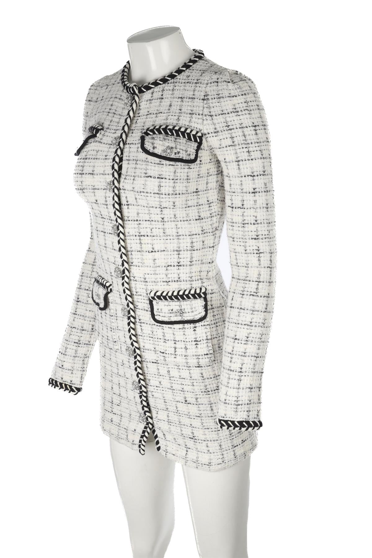 SELF-PORTRAIT ECRU KNIT MINI DRESS SMALL