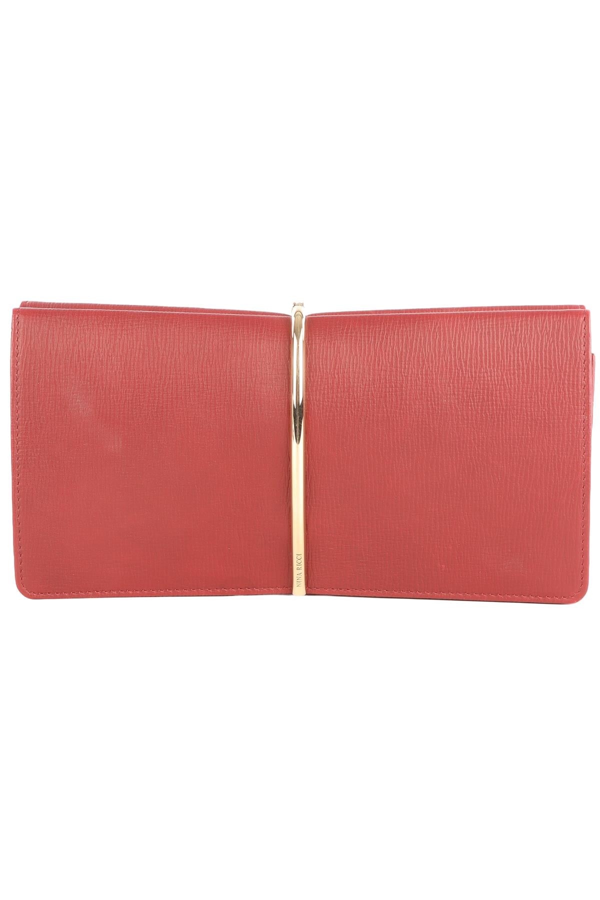 NINA RICCI BURGUNDY LEATHER CLUTCH