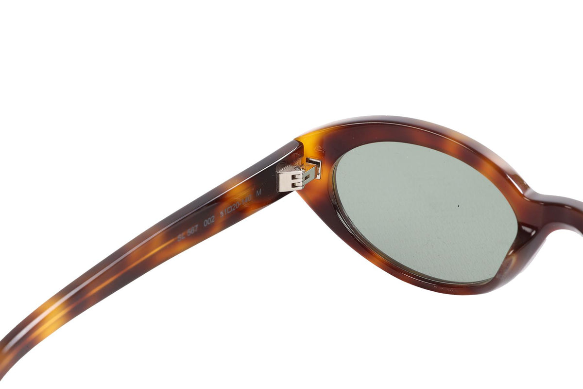 SAINT LAURENT BROWN OVAL FRAME ACETATE SUNGLASSES