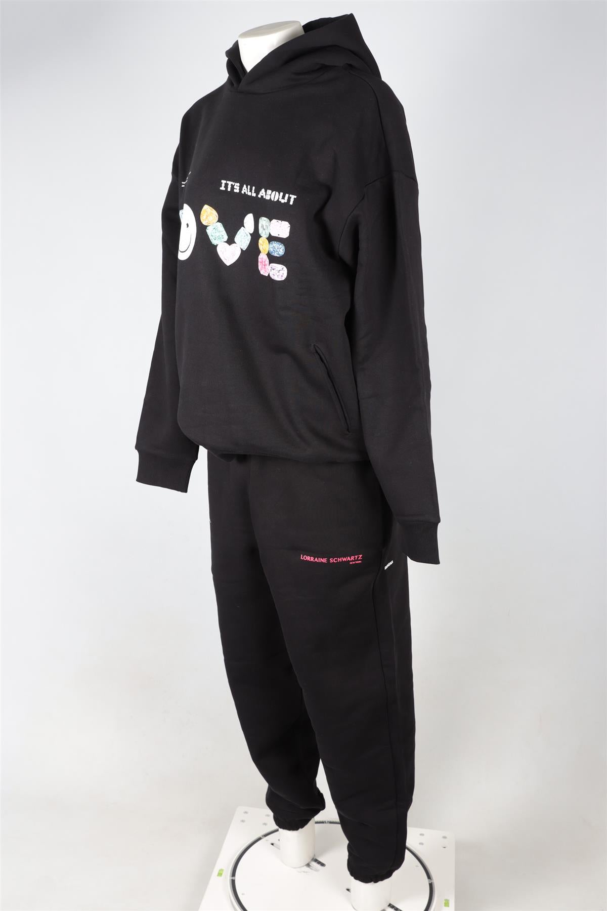PANGAIA + LORRAINE SCHWARTZ BLACK COTTON TRACKSUIT LARGE