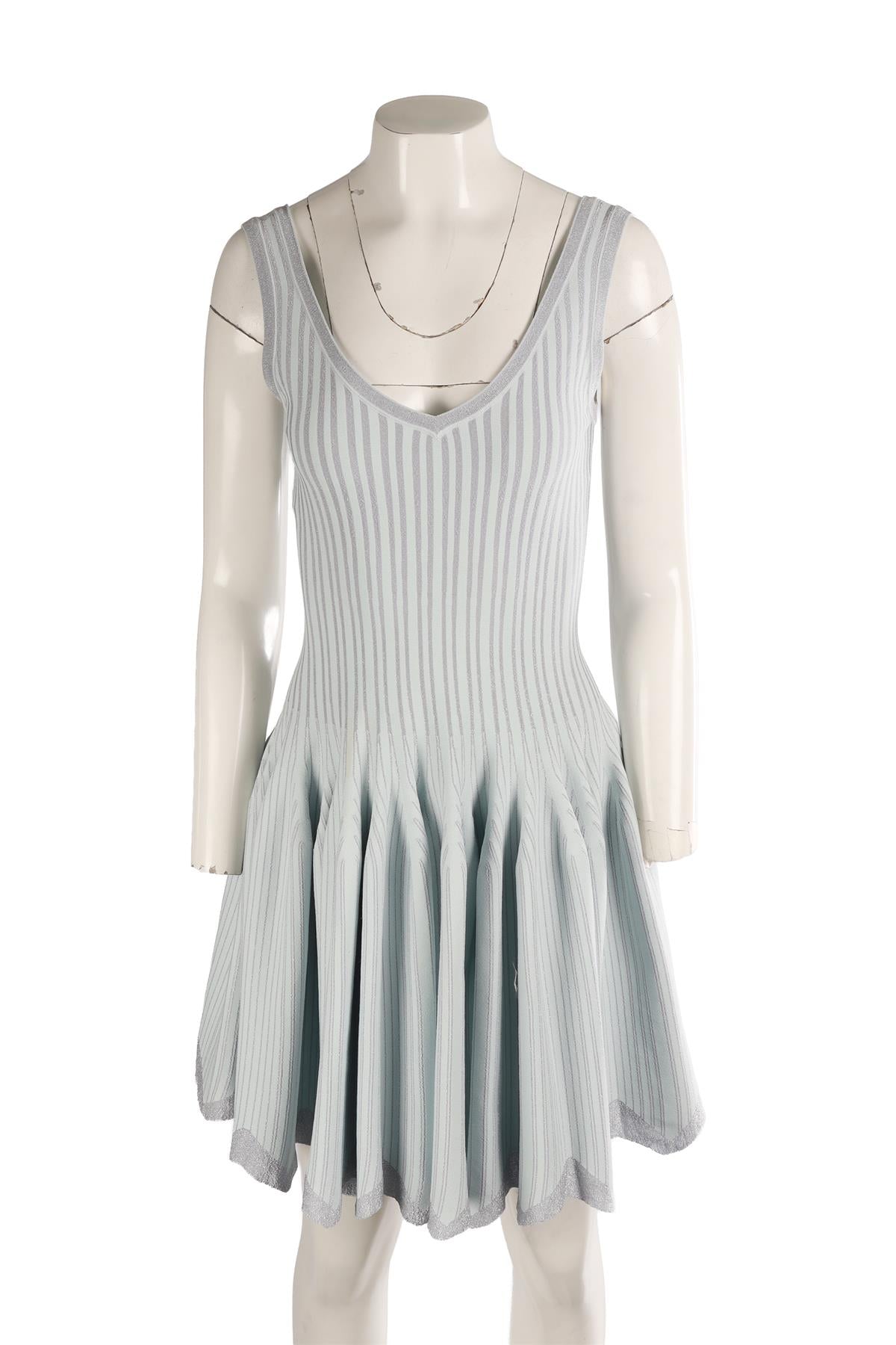 ALAÏA BLUE KNIT MINI DRESS FR 40 UK 12