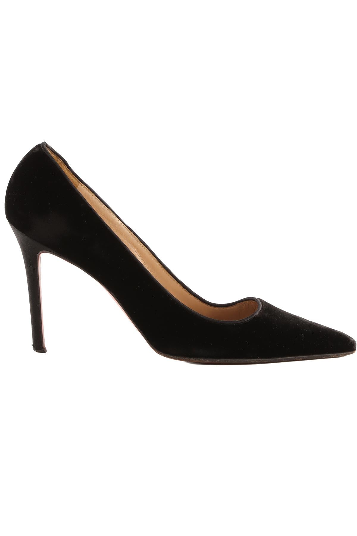 CHRISTIAN LOUBOUTIN BLACK VELVET PUMPS EU 38 UK 5 US 8