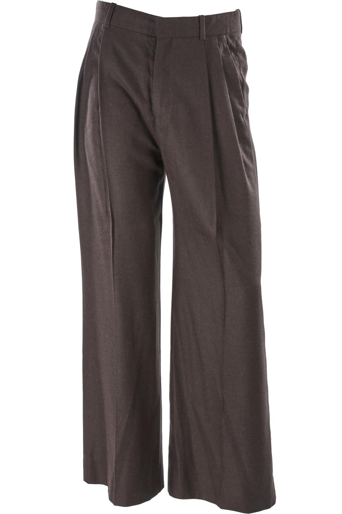 BROWN MEN'S CASHMERE WIDE LEG PANTS