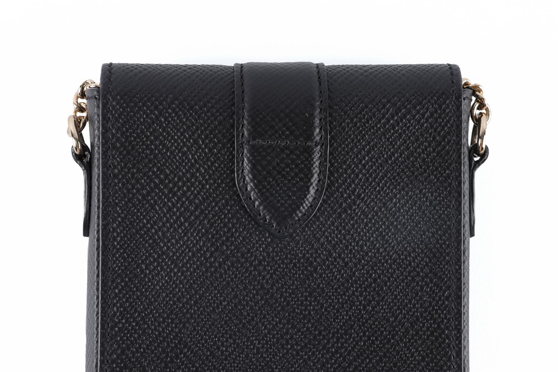 Smythson of Bond Street Black Panama Leather Phone Case