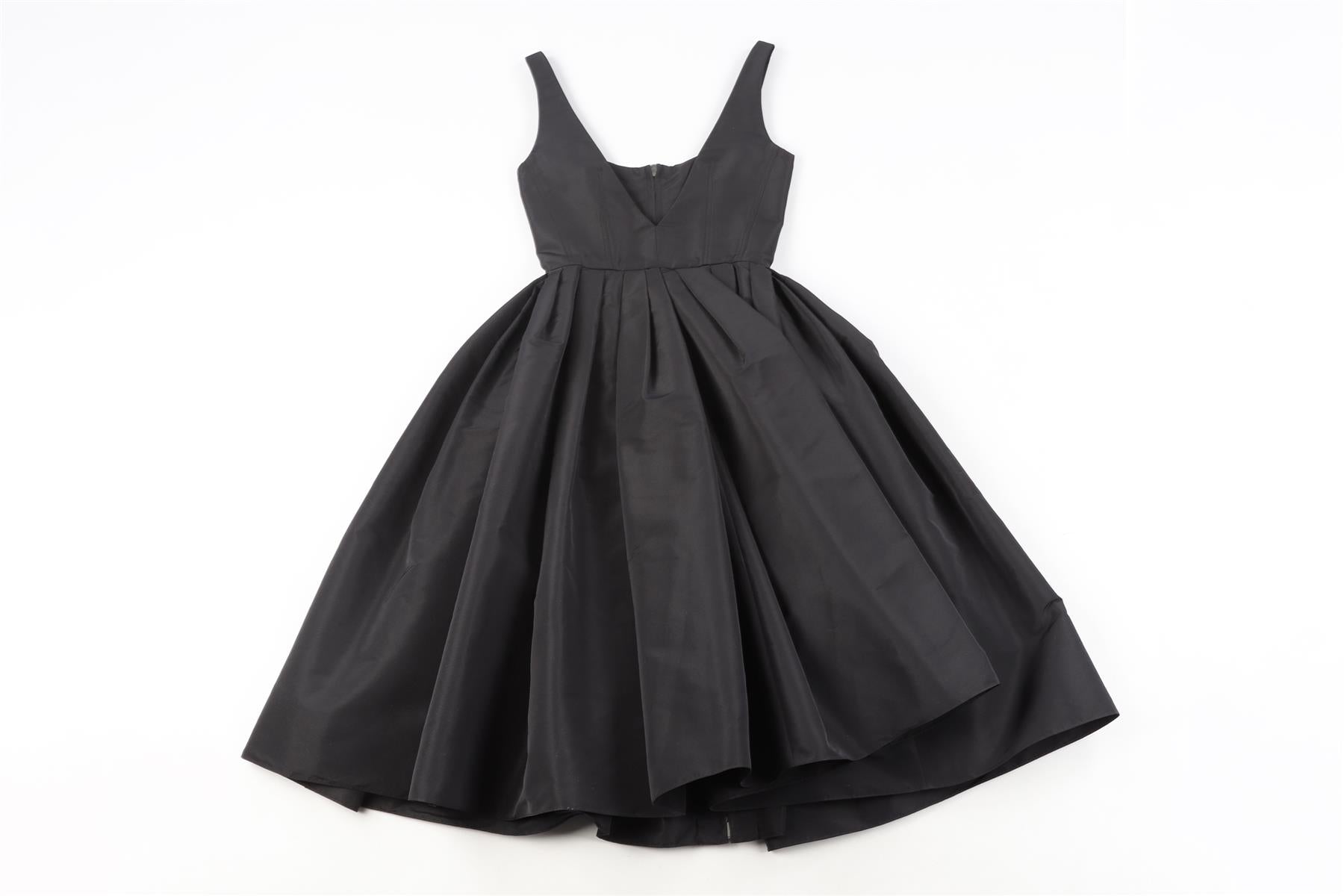 ALEXANDER MCQUEEN BLACK GROSGRAIN MIDI DRESS IT 36 UK 4