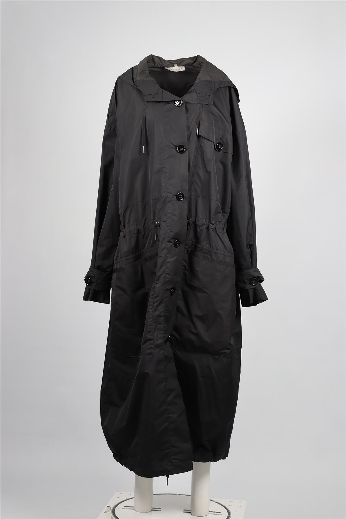 YVES SAINT LAURENT BLACK VINTAGE NYLON COAT FR 38 UK 10