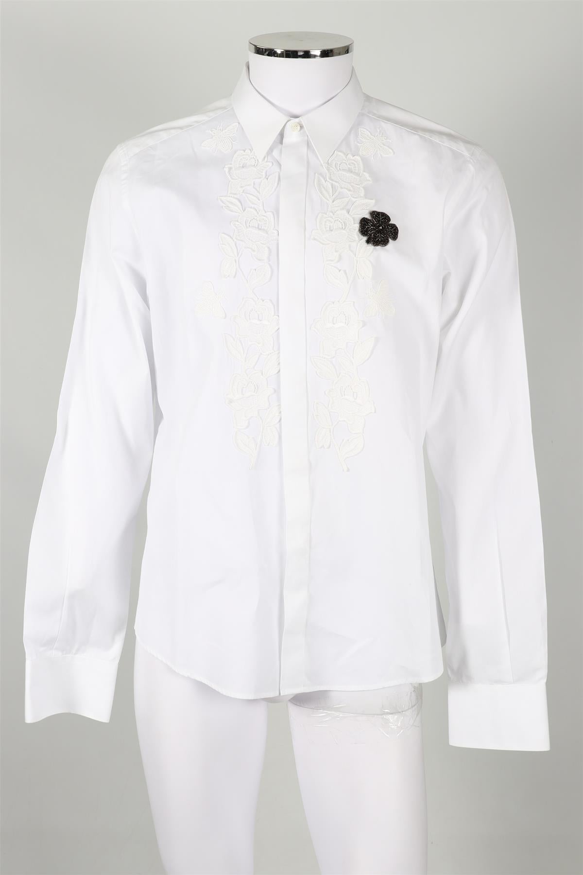 DOLCE & GABBANA GOLD WHITE MEN'S COTTON SHIRT SIZE 16.5 XXLARGE