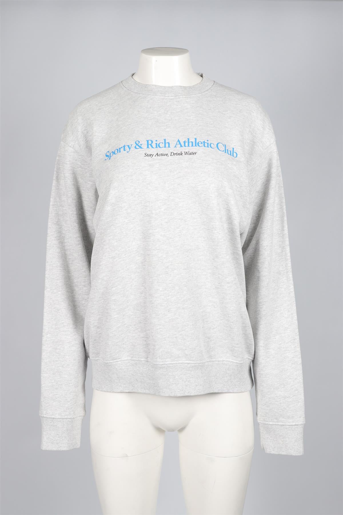 SPORTY & RICH GREY COTTON SWEATSHIRT SMALL
