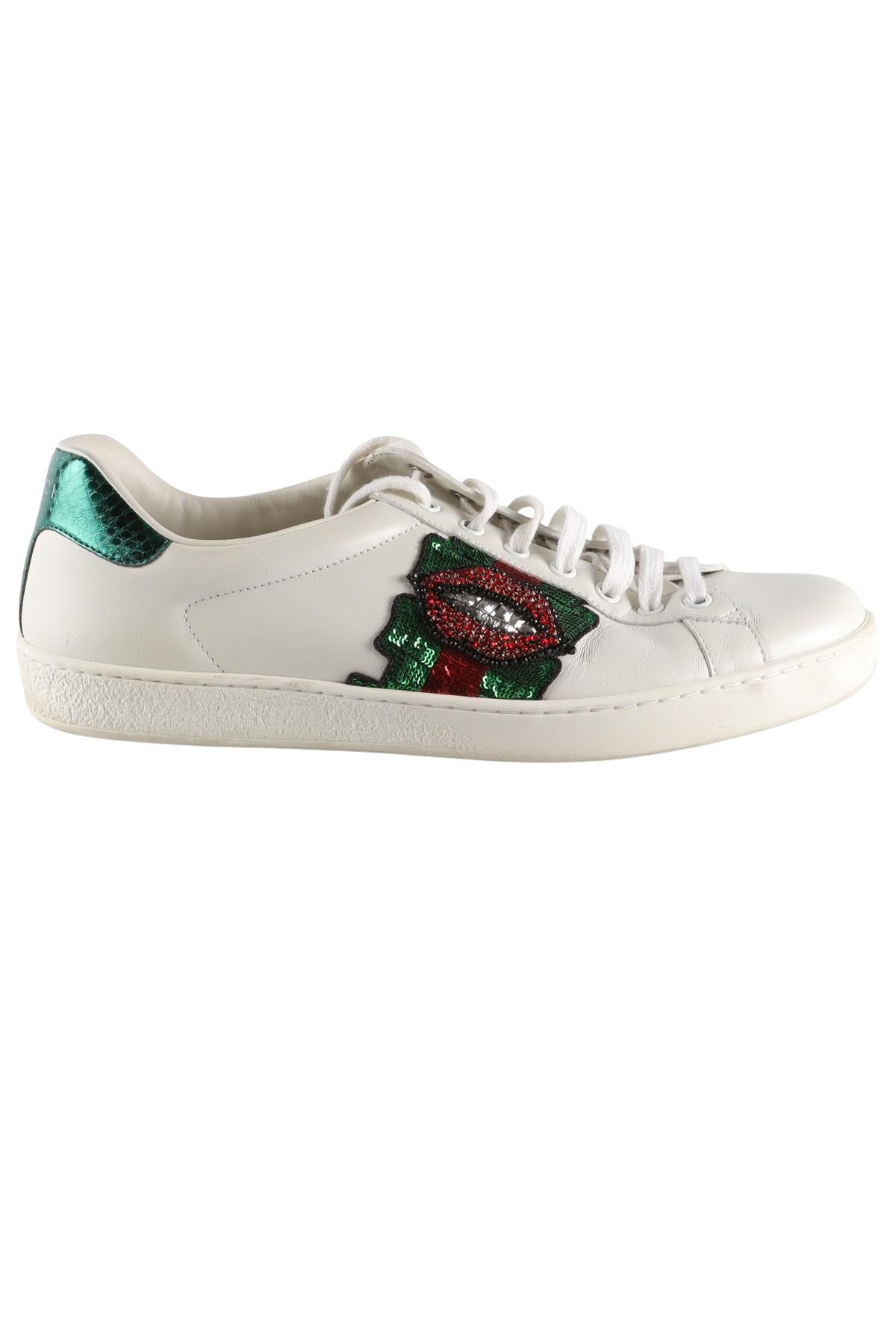 GUCCI WHITE MEN'S ACE LEATHER SNEAKERS UK 8.5