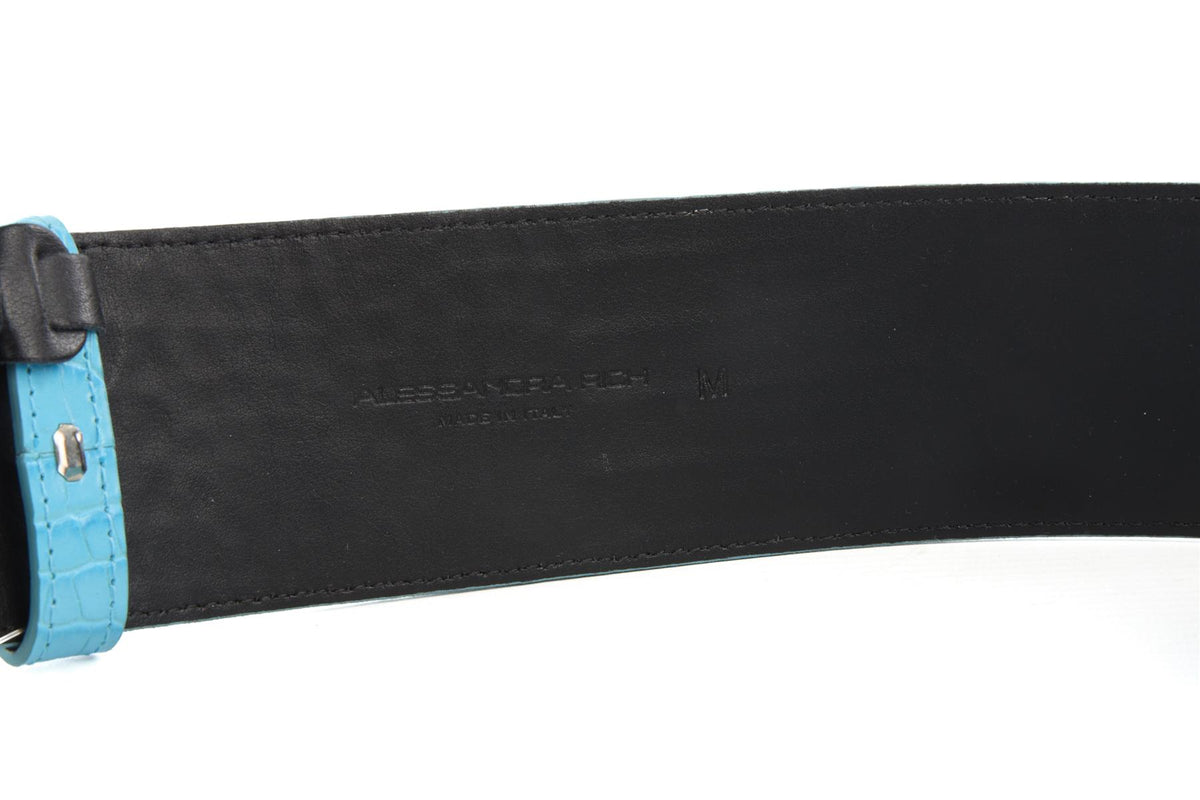 ALESSANDRA RICH BLUE LEATHER BELT MEDIUM