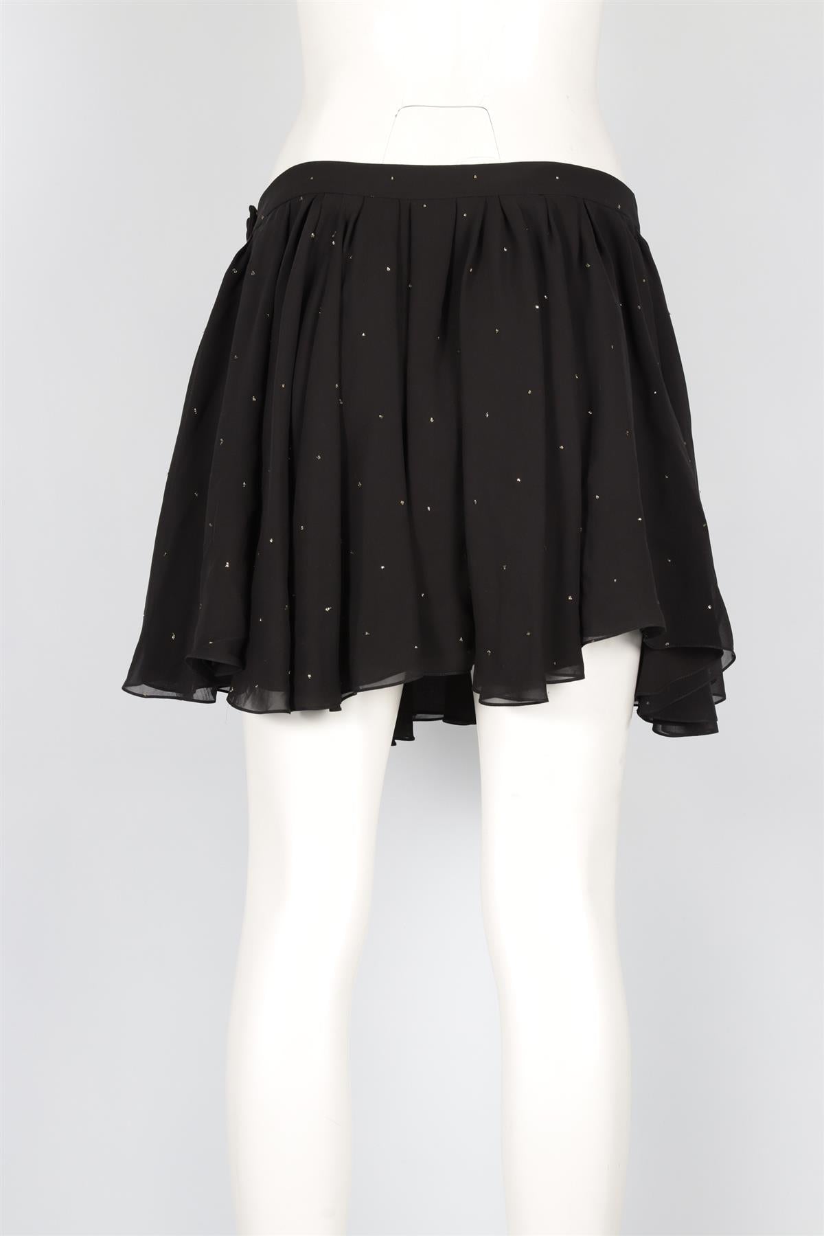 SAINT LAURENT BLACK SILK MINI SKIRT FR 38 UK 10