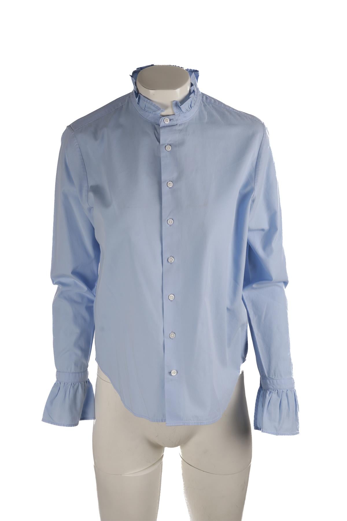 WITH NOTHING UNDERNEATH BLUE COTTON SHIRT UK 10