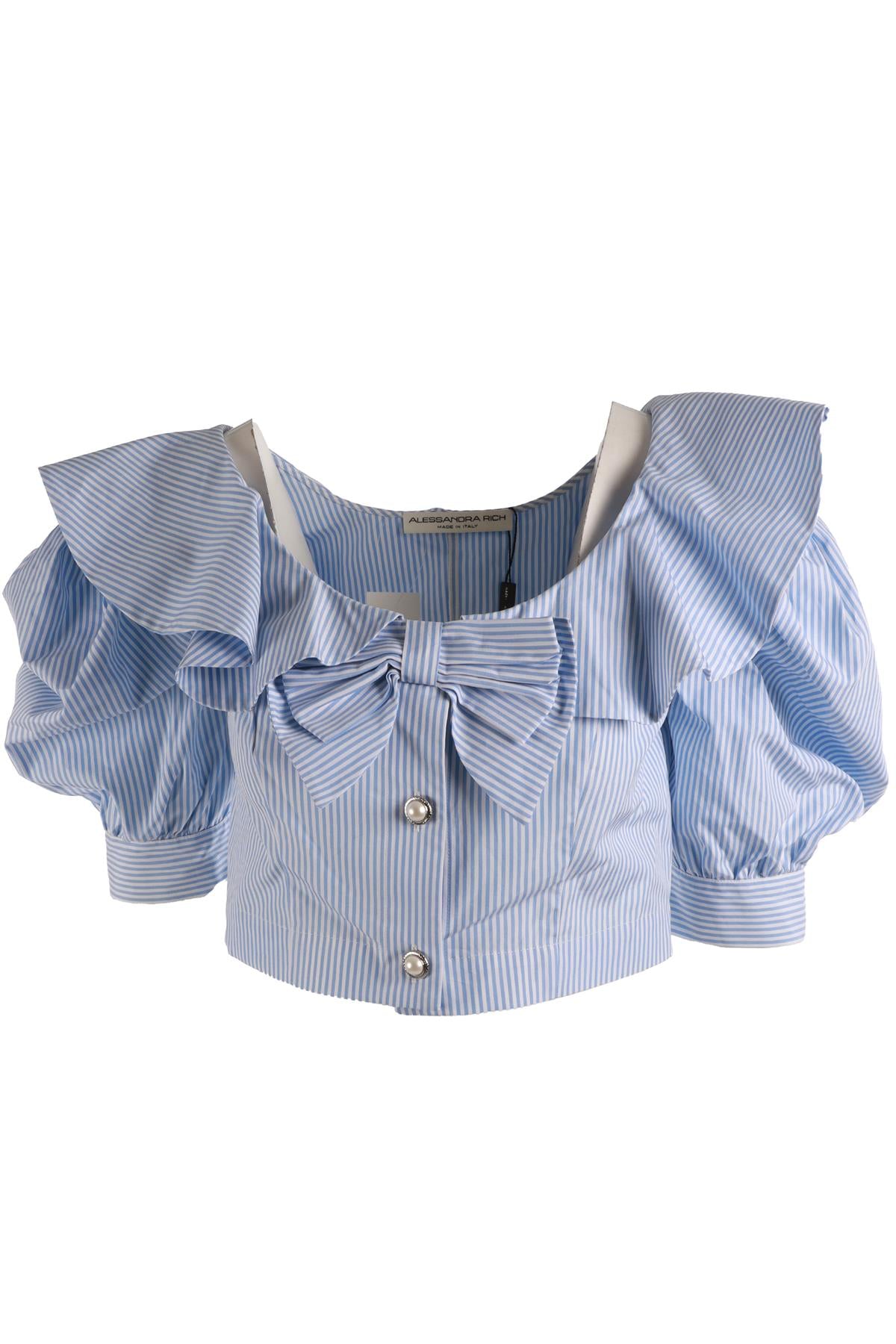 ALESSANDRA RICH BLUE COTTON SHIRT IT 40 UK 8