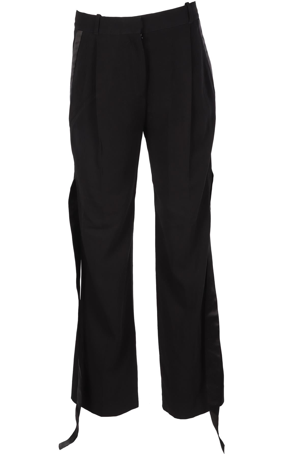 GIVENCHY BLACK SATIN WIDE LEG PANTS FR 34 UK 6