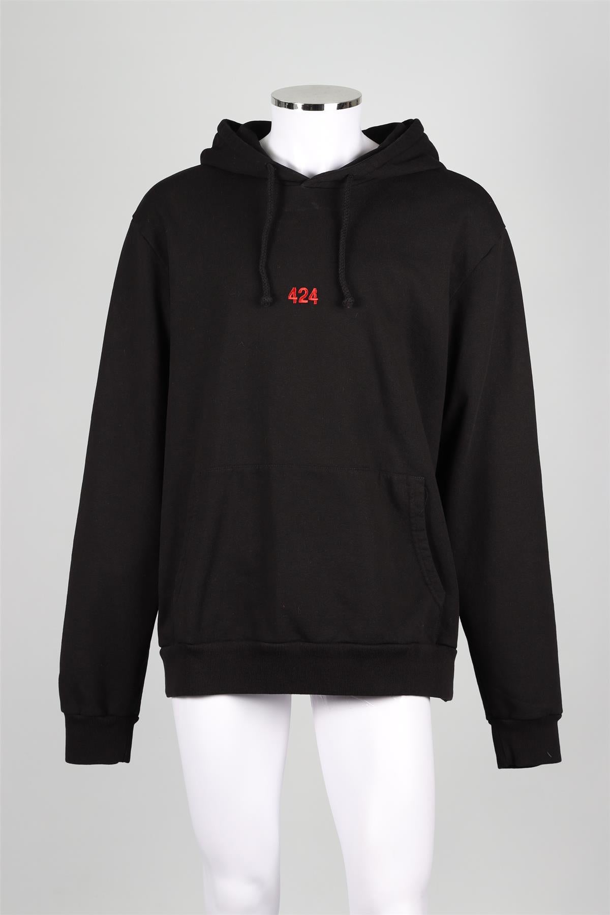 424 BLACK MEN'S COTTON HOODIE LARGE