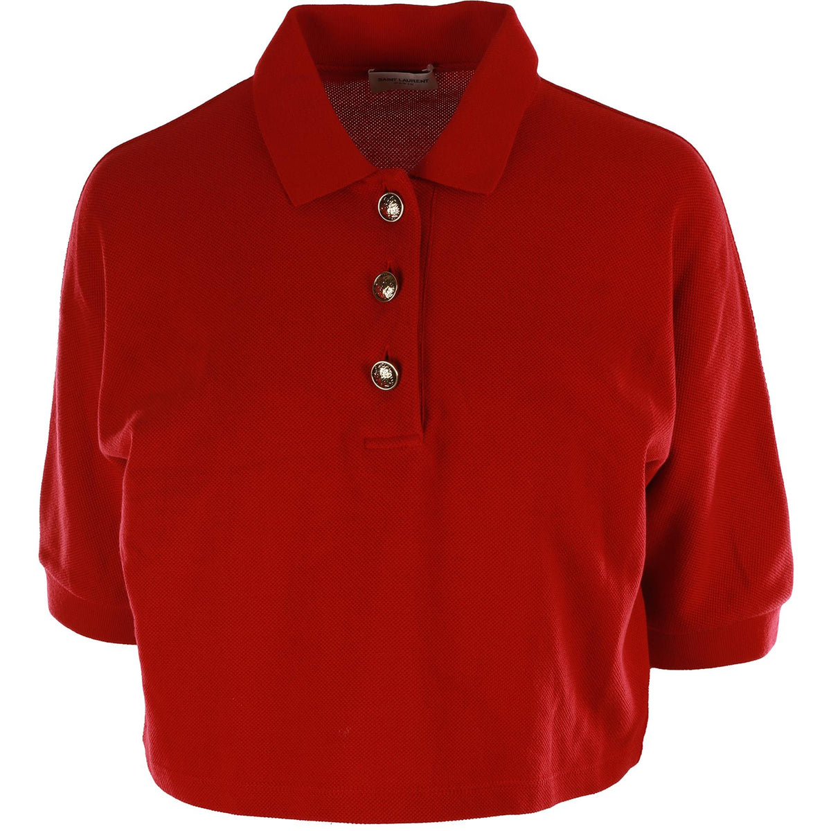 SAINT LAURENT RED COTTON POLO SHIRT SMALL