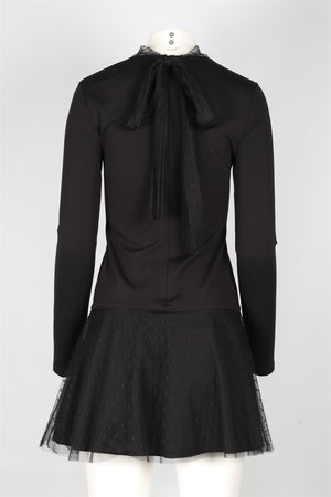 RED VALENTINO BLACK KNIT MINI DRESS XSMALL