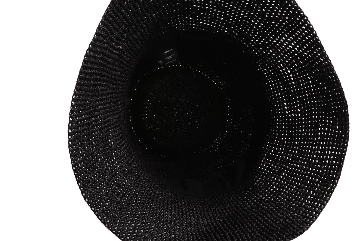 JANESSA LEONE BLACK WOVEN HAT SMALL