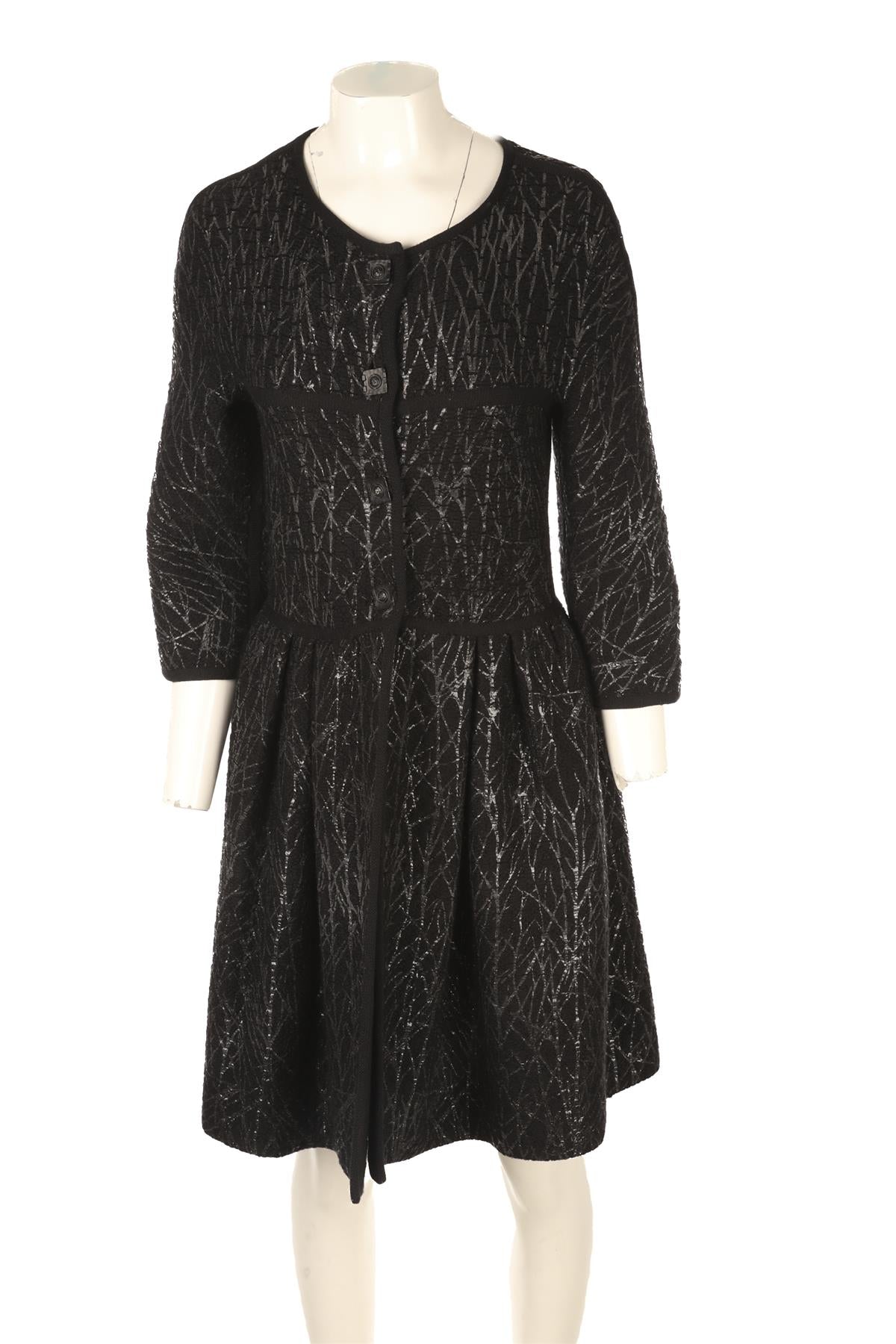 CHANEL BLACK 2011 WOOL COAT FR 36 UK 8