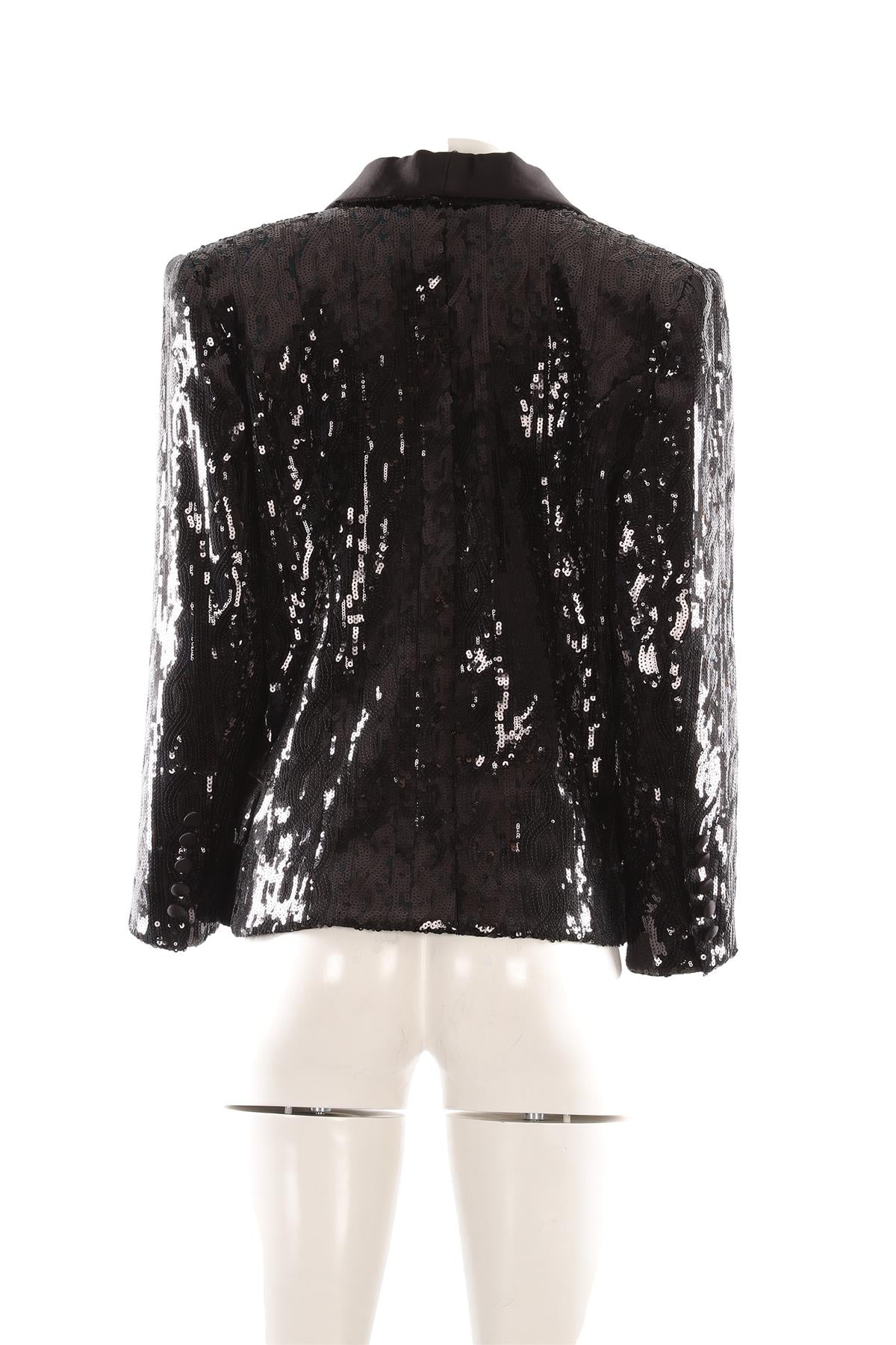 BALMAIN BLACK SEQUIN BLAZER FR 46 UK 18