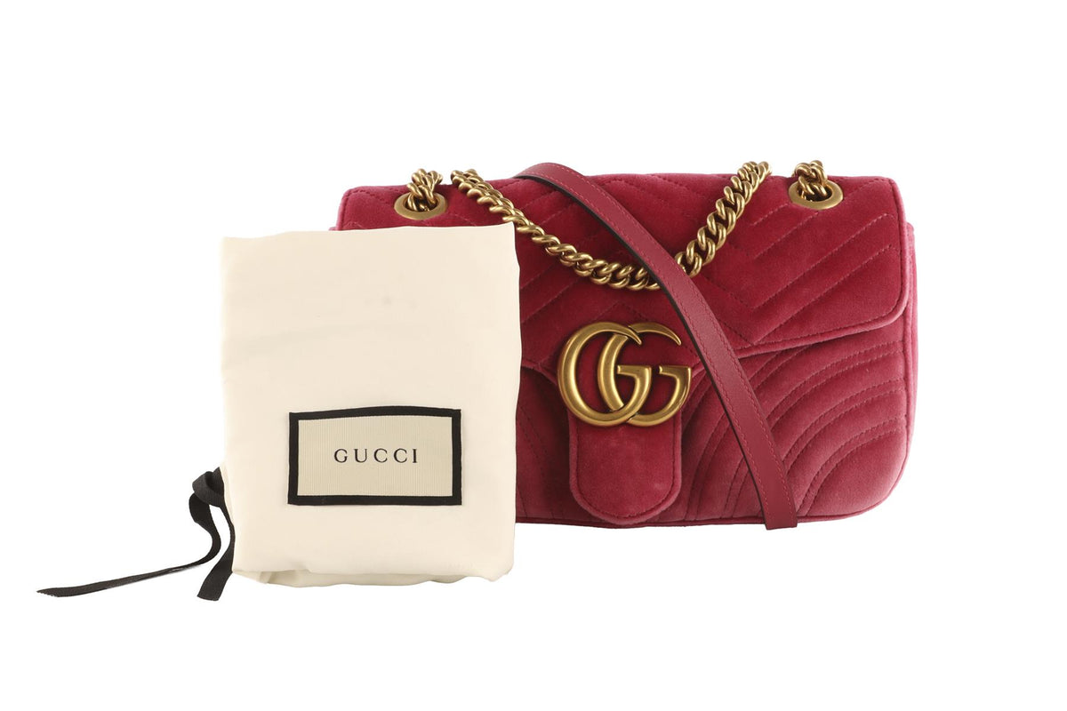 GUCCI PINK MARMONT VELVET SHOULDER BAG