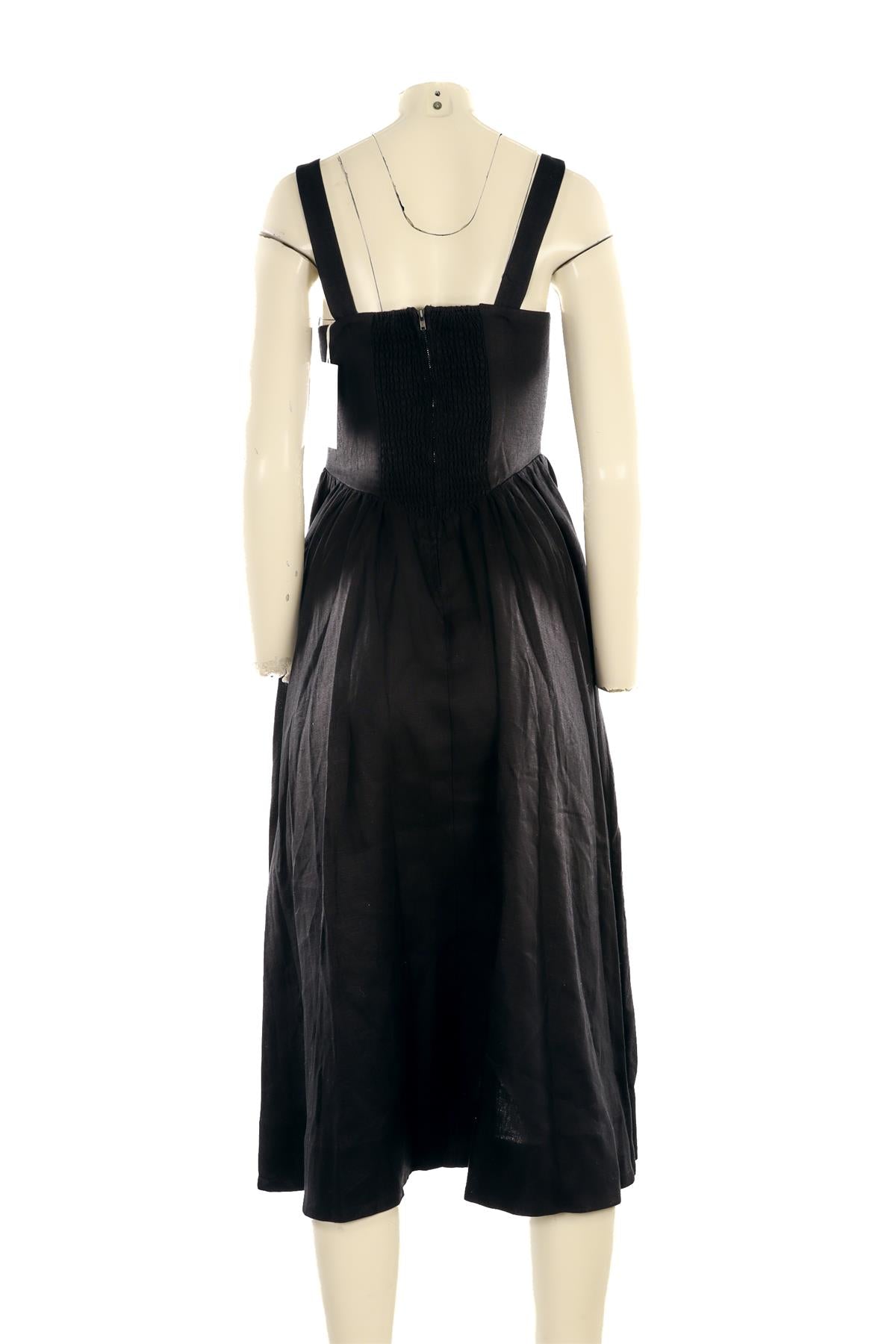 REFORMATION BLACK LINEN MAXI DRESS US 2 UK 6
