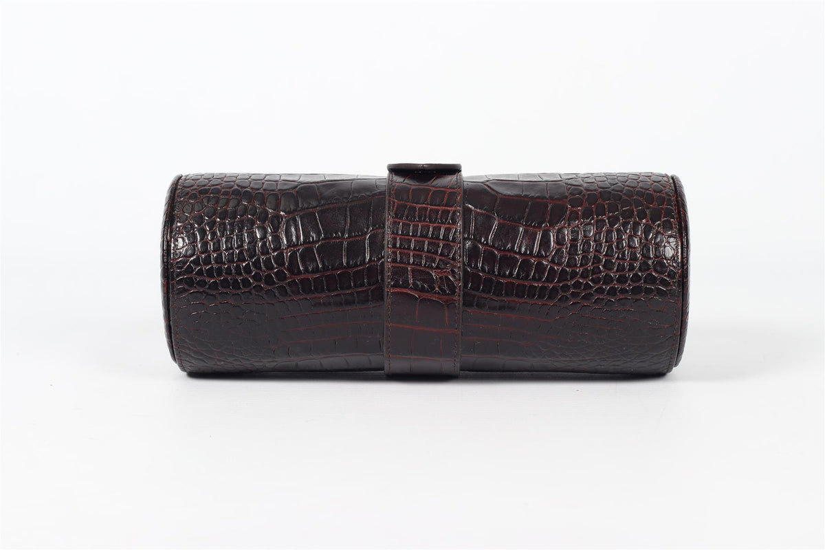 SMYTHSON OF BOND STREET CROC EFFECT LEATHER JEWELLERY CASE