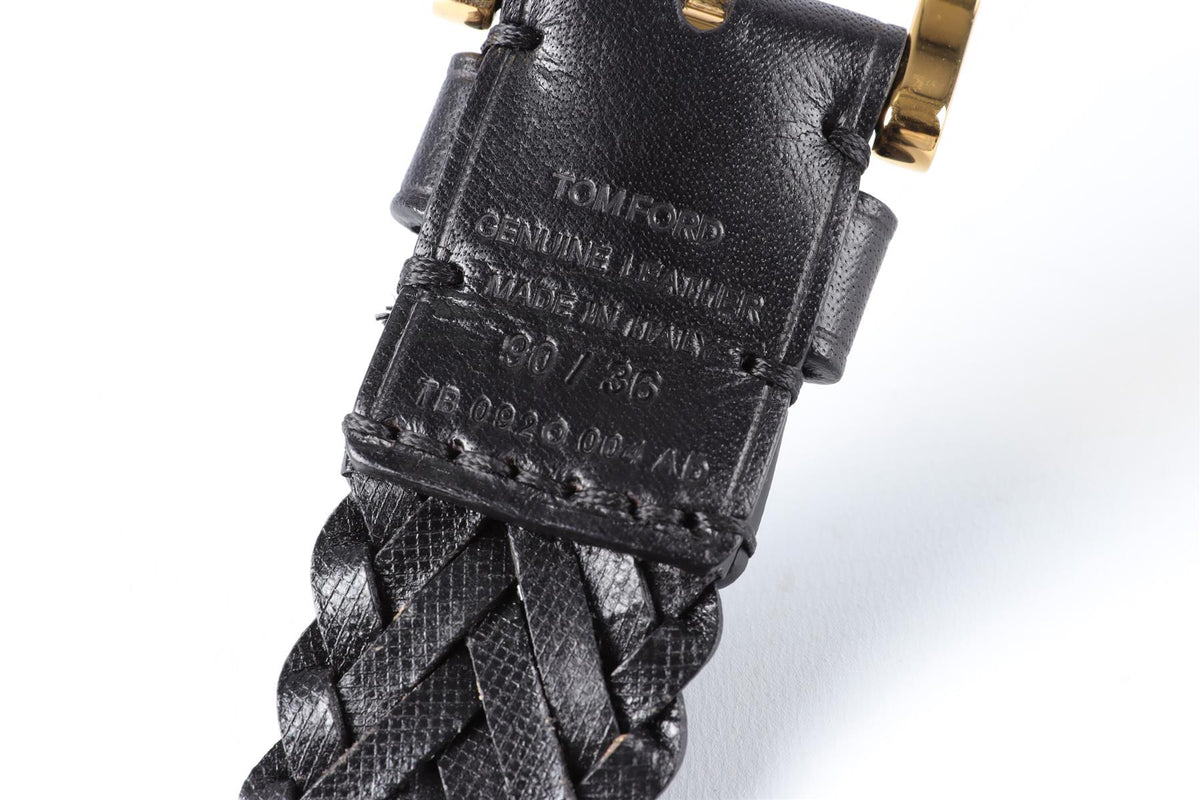 TOM FORD BLACK MEN'S LEATHER BELT 90 CM
