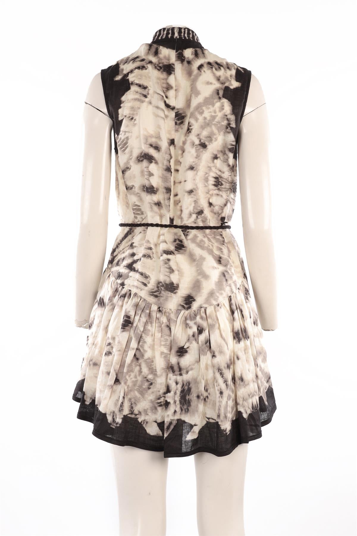 ZIMMERMANN BLACK LINEN MINI DRESS UK 10
