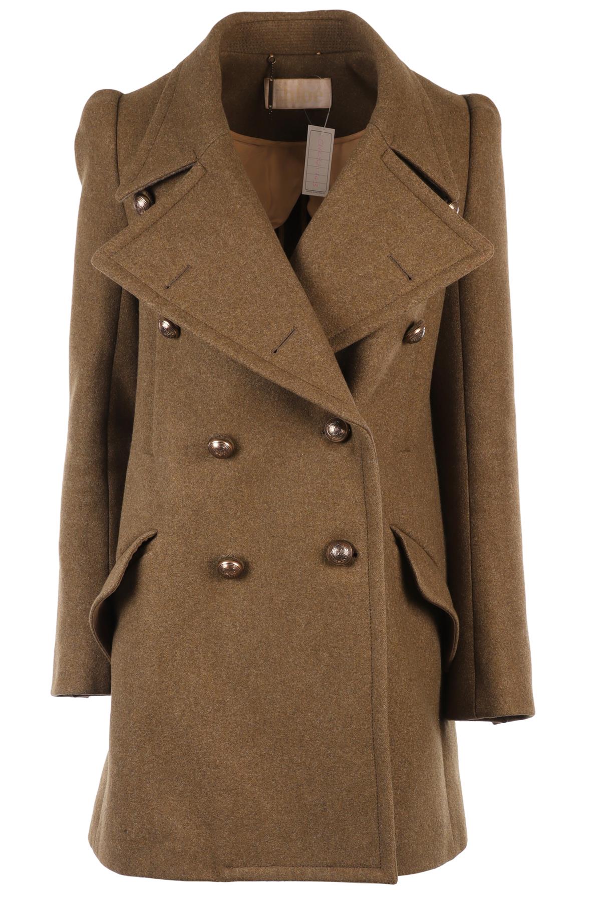 CHLOÉ GREEN WOOL COAT FR 36 UK 8