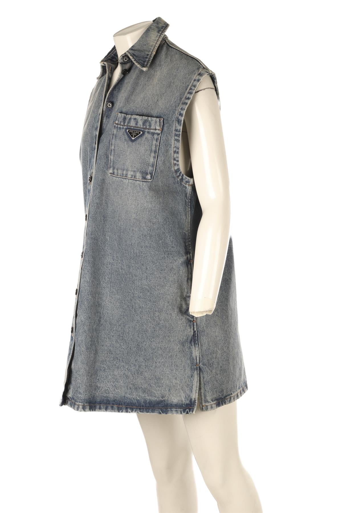 PRADA BLUE DENIM MINI DRESS IT 40 UK 8