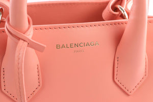 BALENCIAGA PINK PADLOCK ALL AFTERNOON MINI LEATHER TOTE BAG