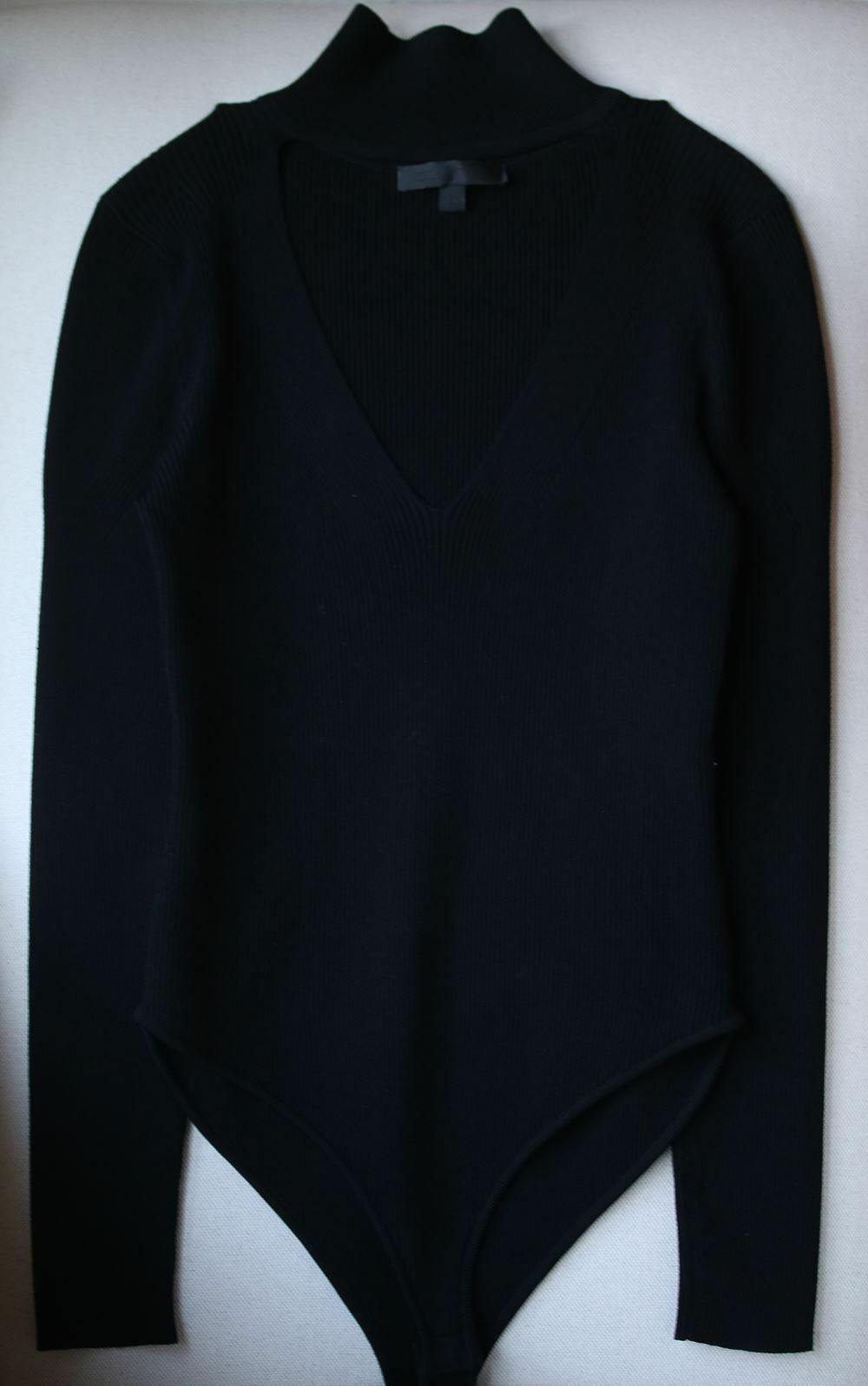 CUSHNIE ET OCHS CUTOUT RIBBED KNIT BODYSUIT LARGE
