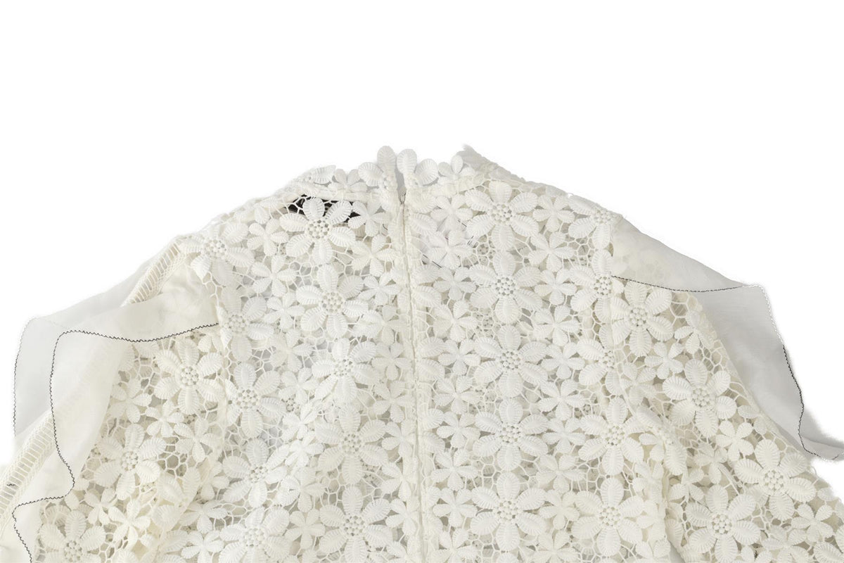 SELF-PORTRAIT WHITE CROCHET TOP UK 4