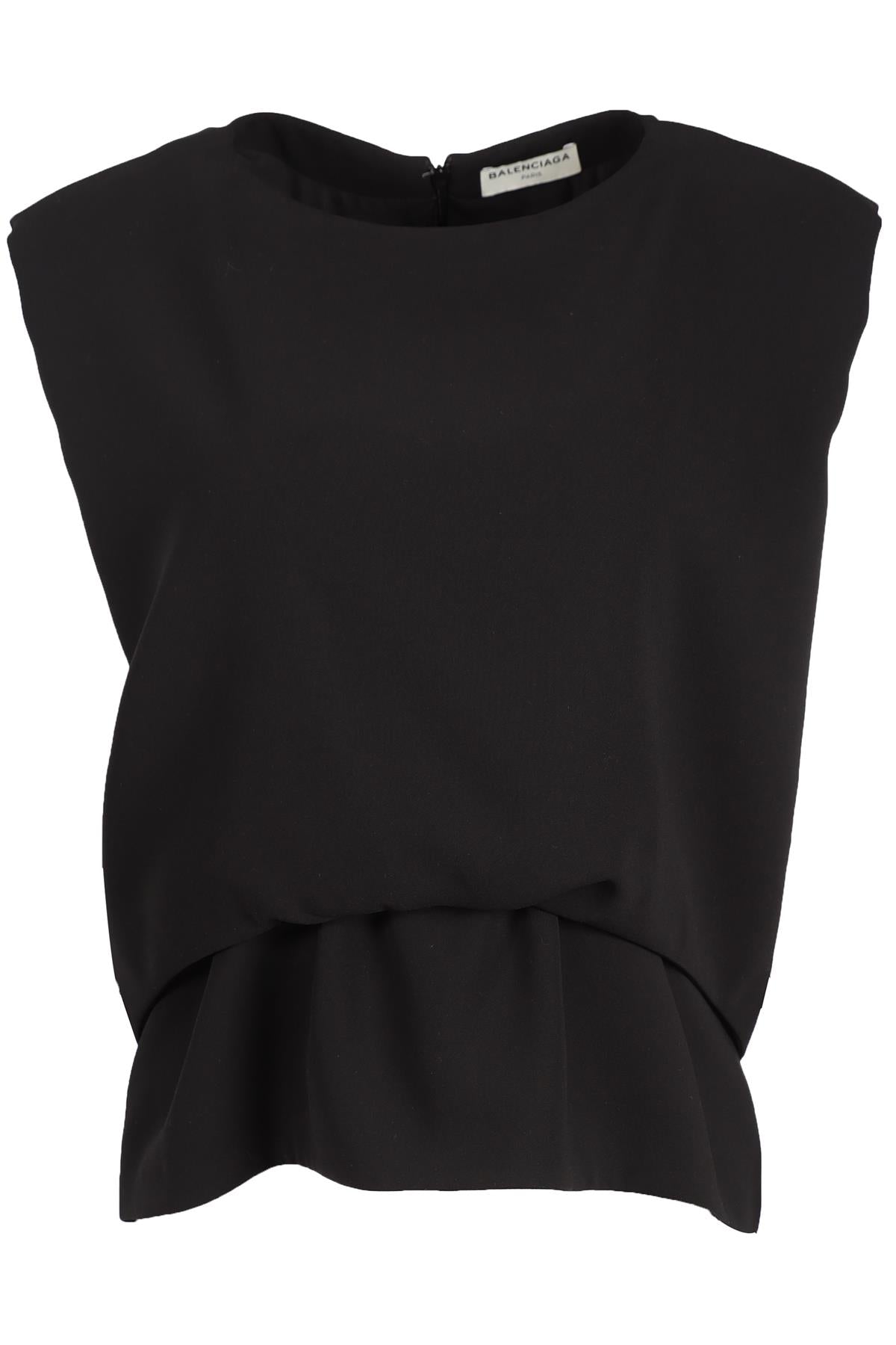 BALENCIAGA BLACK WOVEN TOP FR 36 UK 8