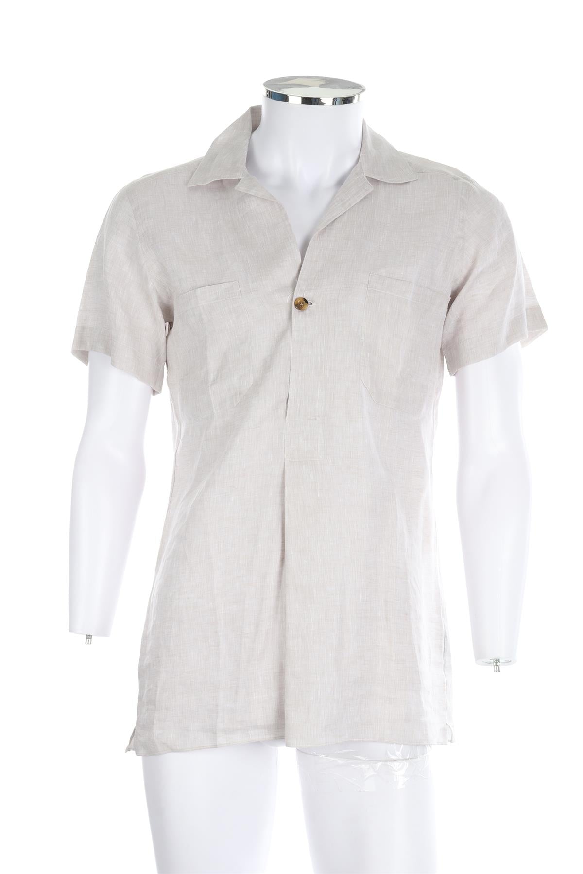 THOMAS FARTHING GREY MENS LINEN SHIRT MEDIUM