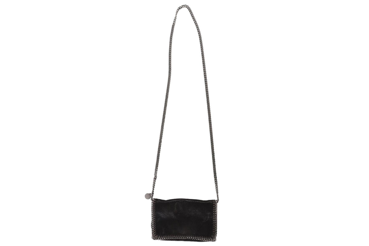 STELLA MCCARTNEY BLACK FALABELLA FAUX SUEDE CROSSBODY BAG
