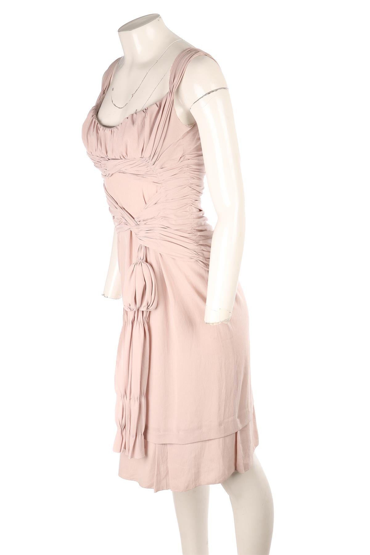 PRADA NUDE VINTAGE CREPE MIDI DRESS IT 44 UK 12