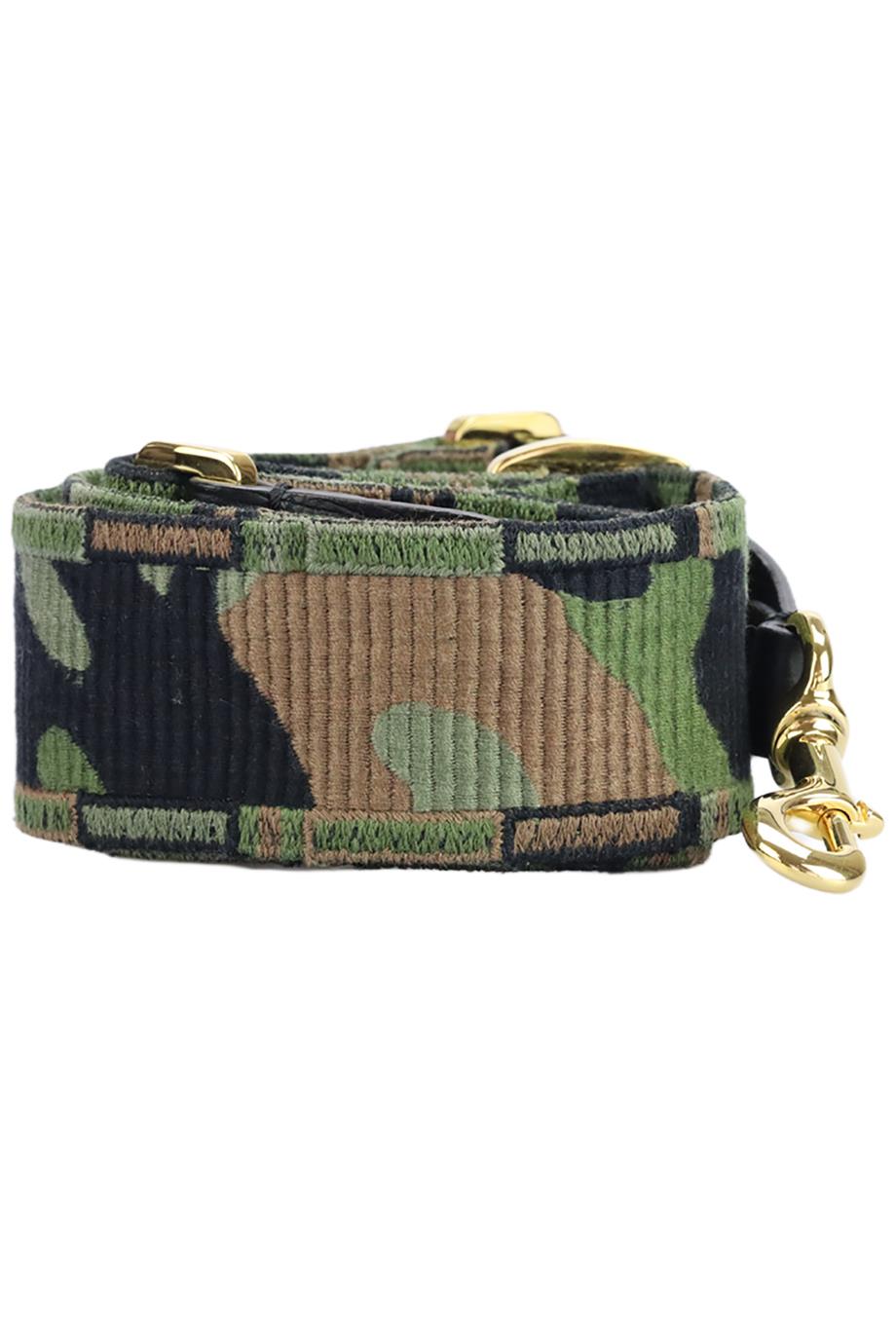 VALENTINO EMBROIDERED CANVAS AND LEATHER BAG STRAP
