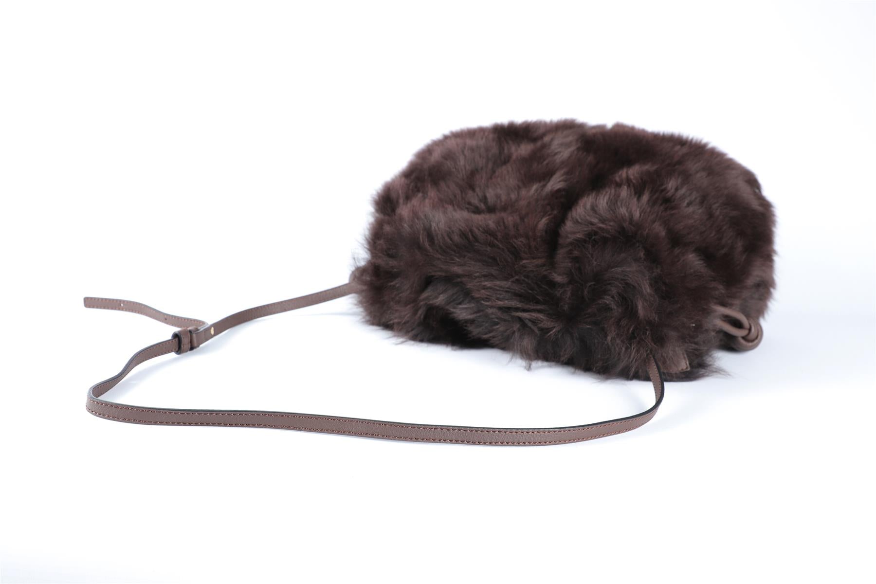 LOEWE BROWN FLAMENCO SHEARLING SHOULDER BAG