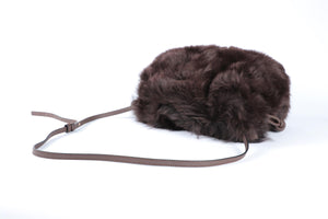 LOEWE BROWN FLAMENCO SHEARLING SHOULDER BAG
