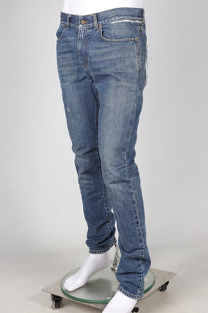 SAINT LAURENT BLUE MEN'S TAPERED JEANS W31 UK/US 31