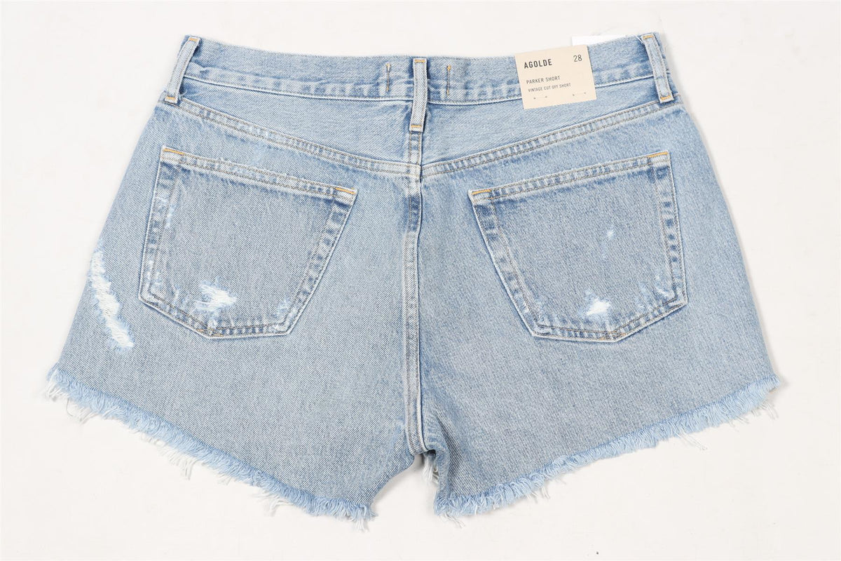 AGOLDE BLUE HIGH RISE DENIM SHORTS W28 UK 10