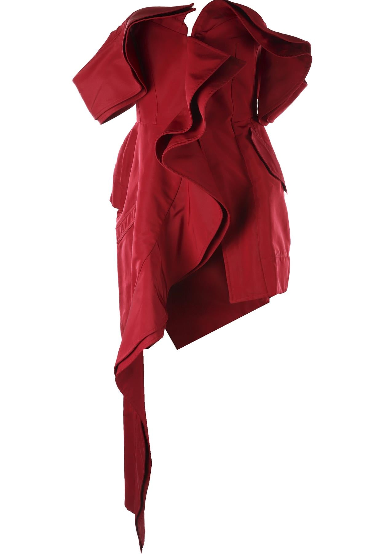ALEXANDER MCQUEEN RED WOVEN MIDI DRESS IT 44 UK 12