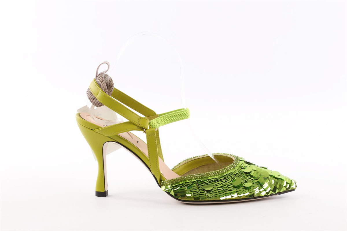 FENDI GREEN SEQUIN PUMPS EU 38 UK 5 US 8
