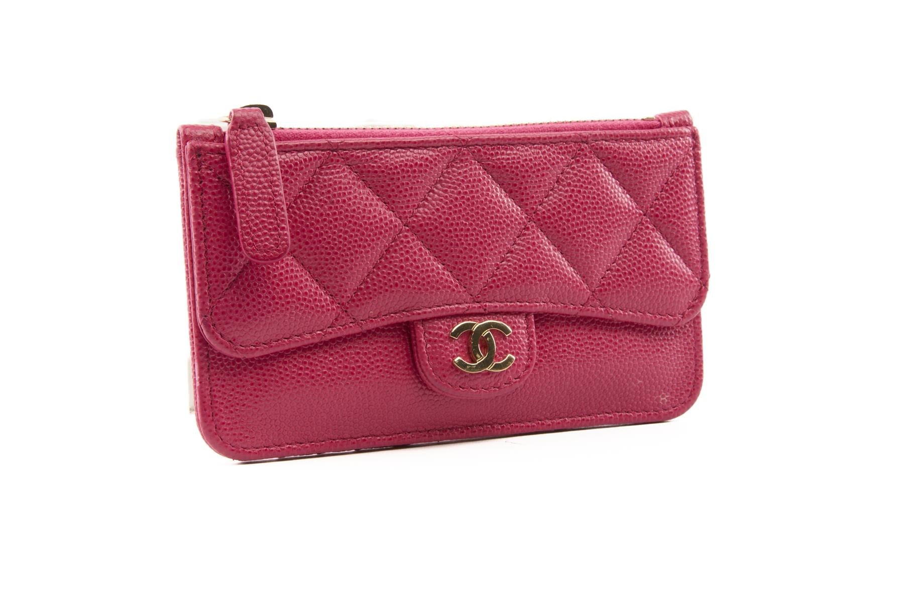 CHANEL PINK 2019 QUILTED CAVIAR LEATHER WALLET