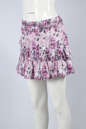LOVESHACKFANCY PURPLE COTTON MINI SKIRT SMALL